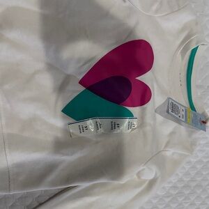 Cat & Jack White Sweatshirt with Pink and Purple Heart